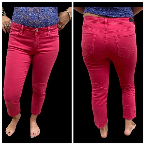 AG The Stilt 31 Red Crop Cigarette Jean - Picture 1 of 10
